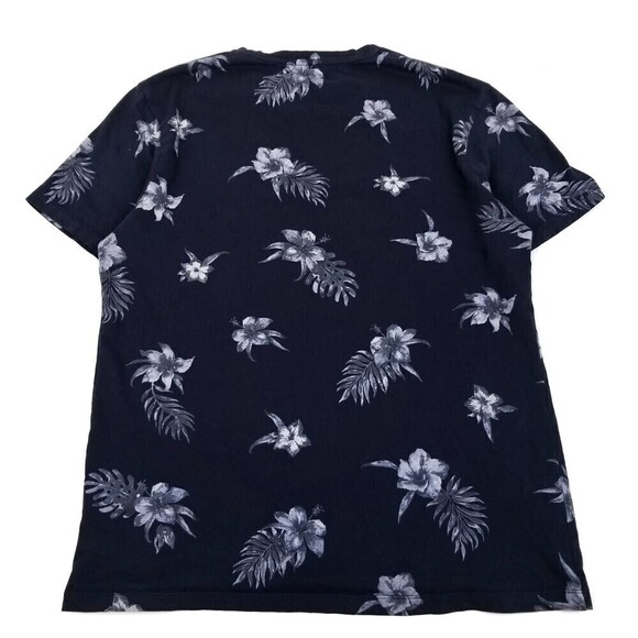 Zara Man Floral Print Hawaiian Vacation Crew Short Sleeve Tee TShirt Navy Medium - Picture 4 of 6